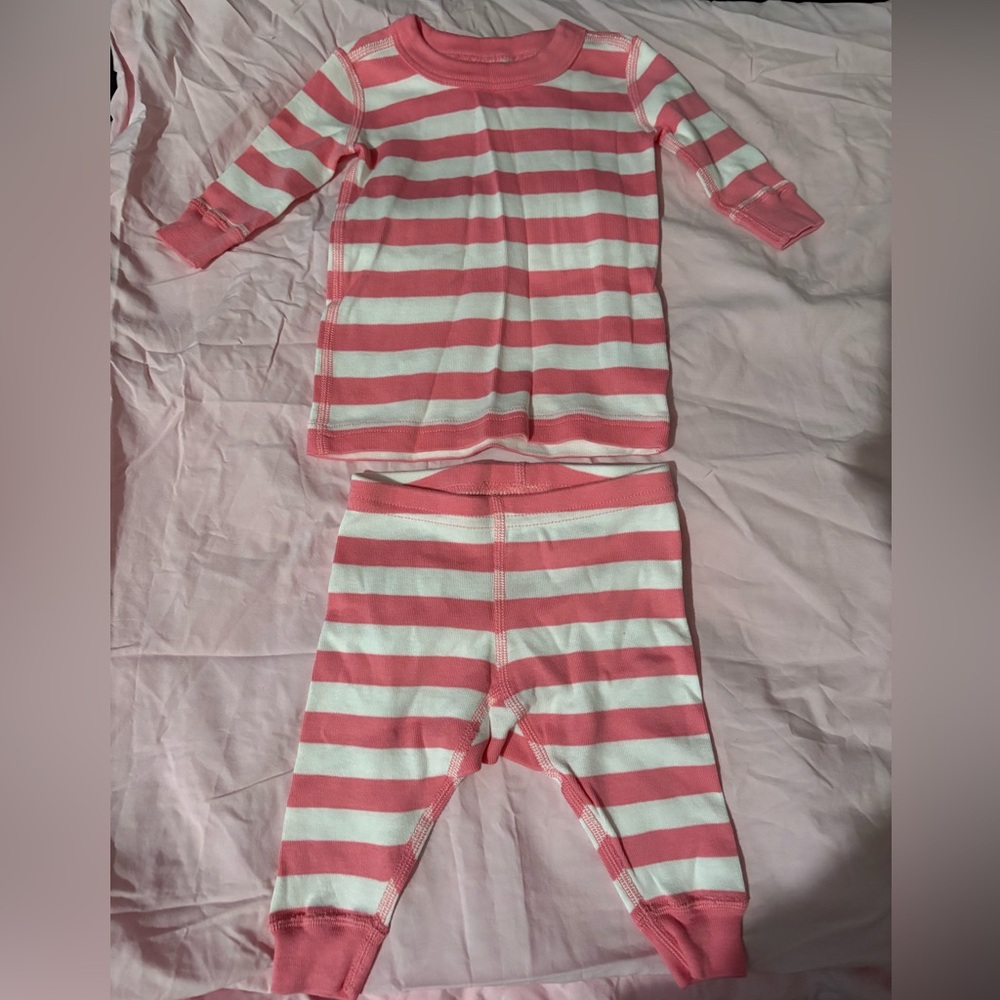 Hanna Andersson Pink and White Striped Kids Pajama Set